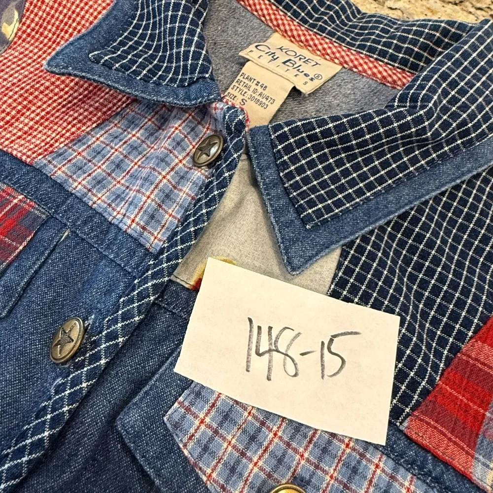 Koret vintage denim western vest patchwork floral button up SZ SP - Picture 11 of 12